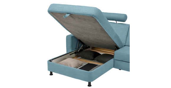 ECKSOFA  in Webstoff Hellblau  165/257 cm  - Schwarz/Hellblau, Design, Kunststoff/Textil (165/257cm) - Xora