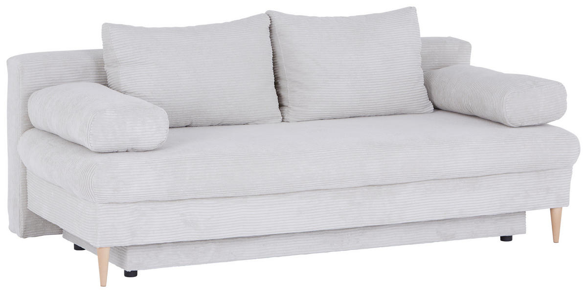 Canapea Extensibilă, lemn, plastic, textil, bej - bej/culoare natur, Modern, plastic/lemn (200/95/95cm) - Carryhome