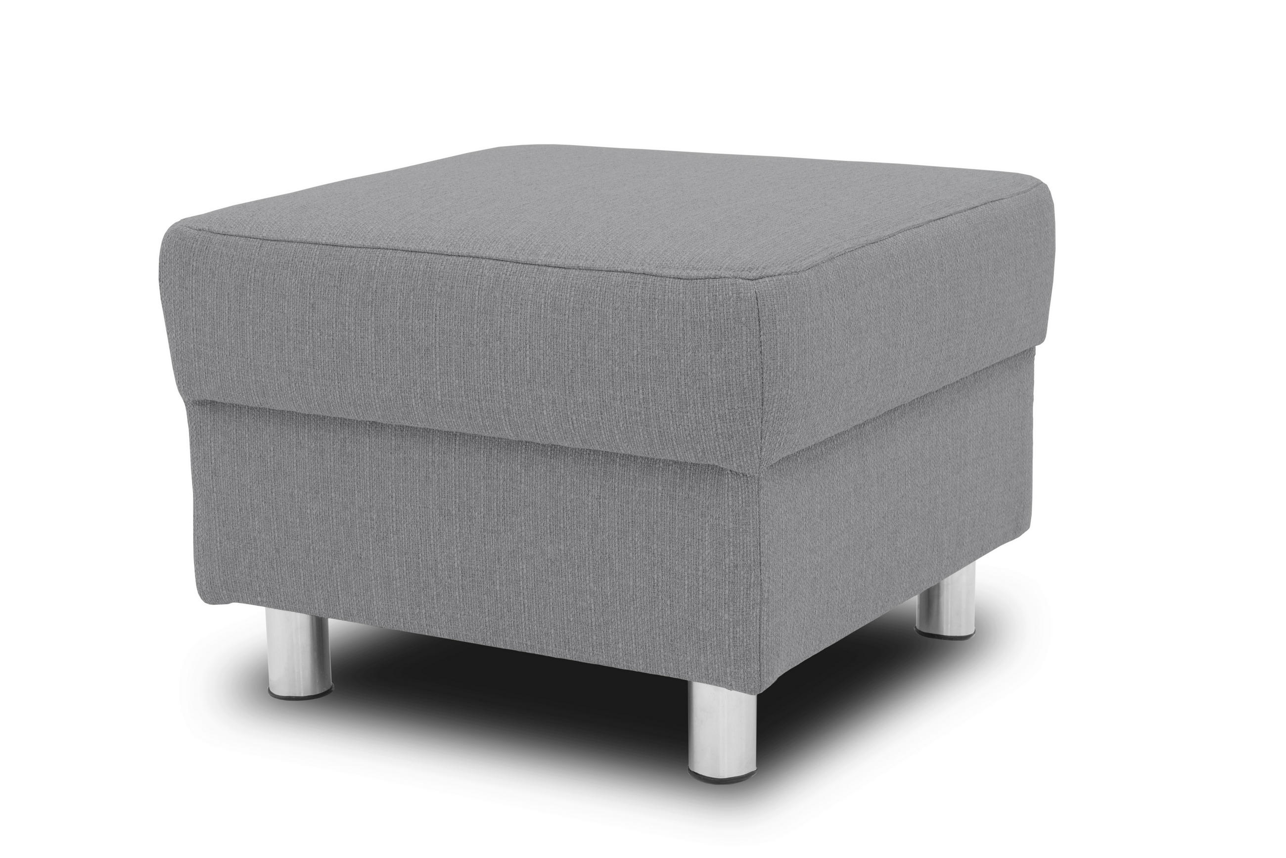 HOCKER in Textil Silberfarben  - Chromfarben/Silberfarben, KONVENTIONELL, Textil/Metall (54/40/54cm) - MID.YOU