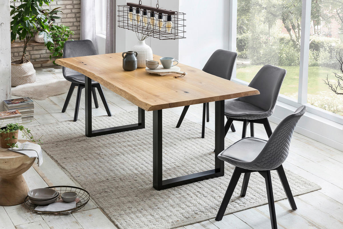 ESSTISCH in Holz 140/80/75 cm  - Schwarz/Naturfarben, MODERN, Holz/Metall (140/80/75cm) - Livetastic