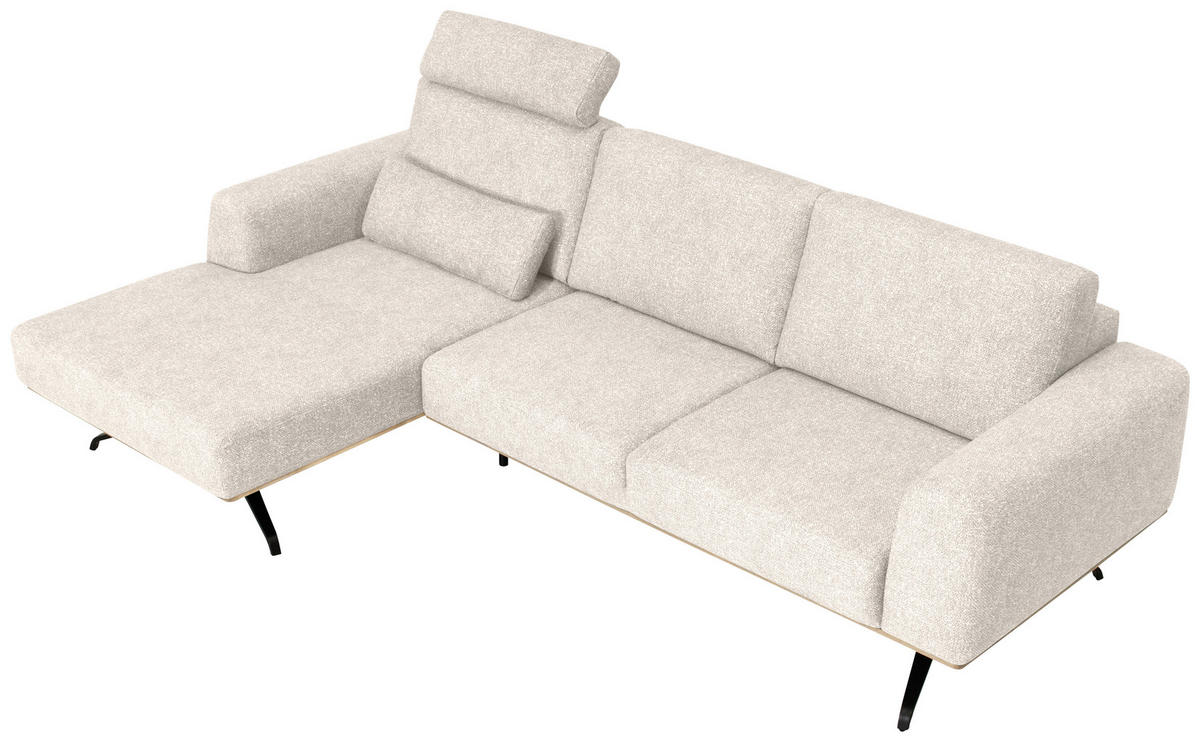 ECKSOFA in Struktur Beige  157/262 cm  - Beige/Schwarz, Design, Textil/Metall (157/262cm) - Novel