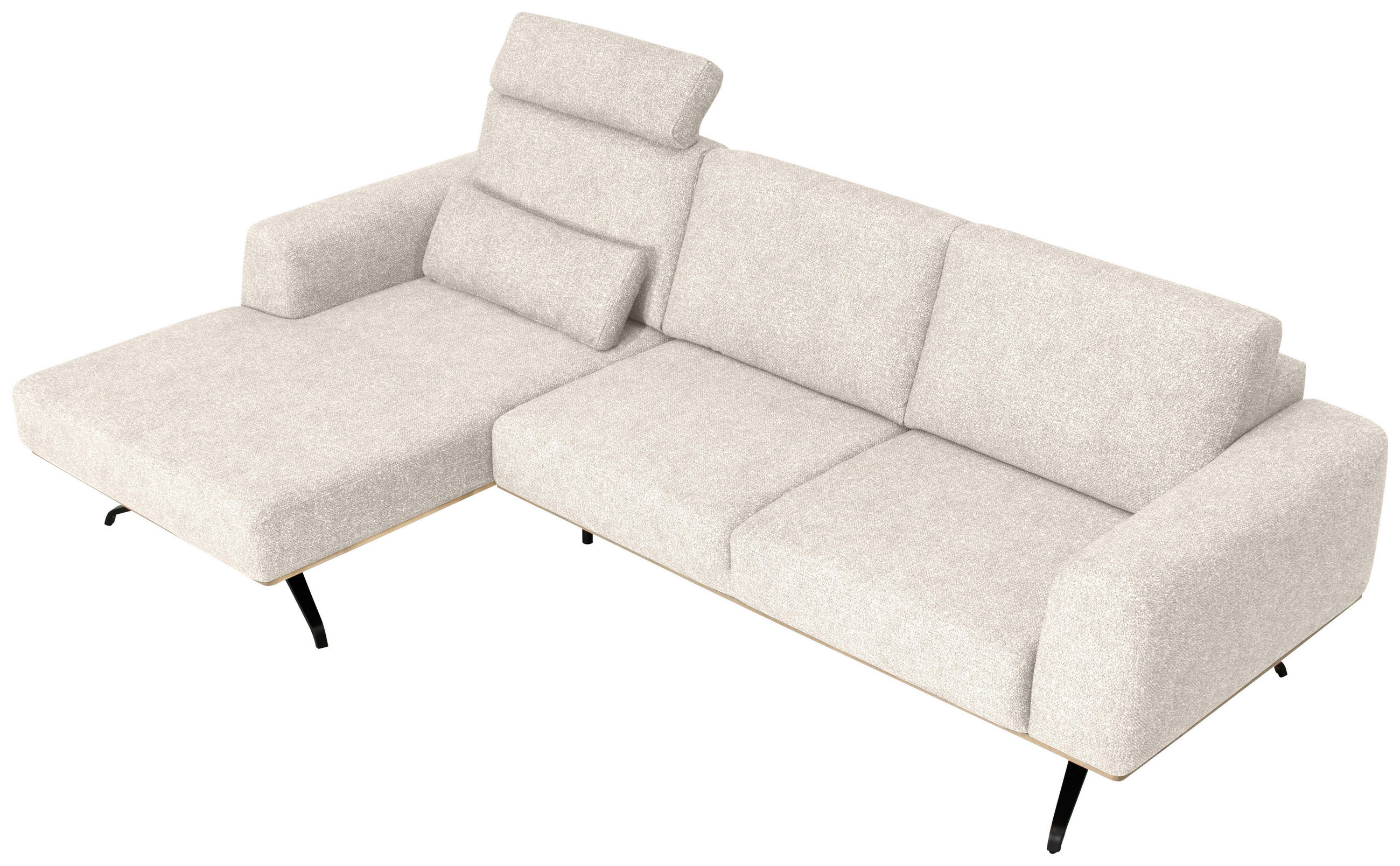 Thumbnail - Novel Ecksofa, Beige, Textil, 3-Sitzer, Füllung: Schaumstoffflocken, Ottomane links, L-Form, 262x157 cm, Stoffauswahl, s...