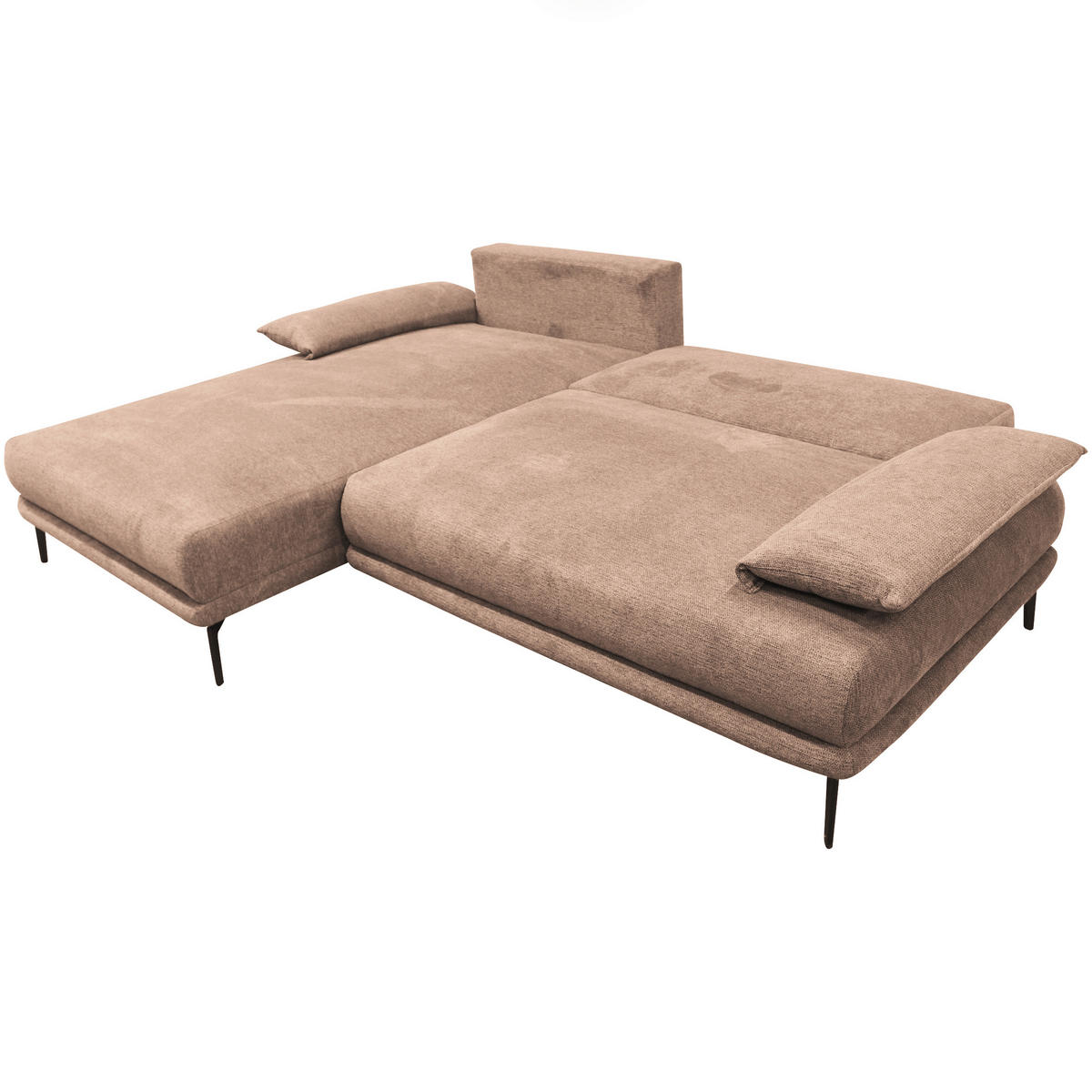 ECKSOFA Beige Webstoff  - Beige/Schwarz, Design, Textil/Metall (192/260cm) - MID.YOU