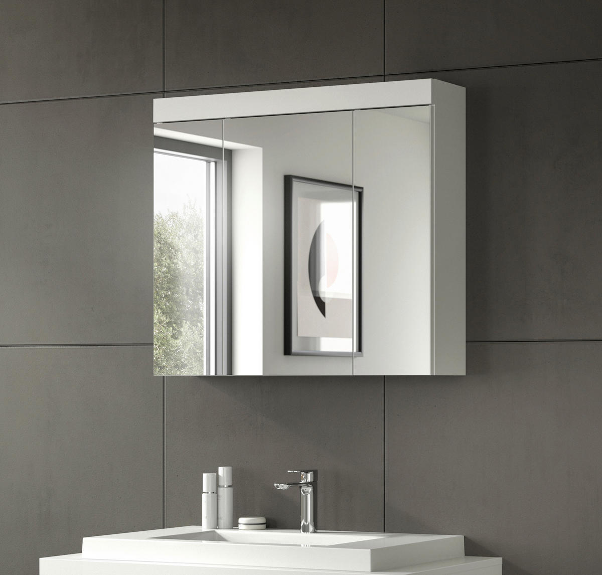 SPIEGELSCHRANK 80/70/18 cm  - Weiß, Trend, Glas/Holzwerkstoff (80/70/18cm) - MID.YOU