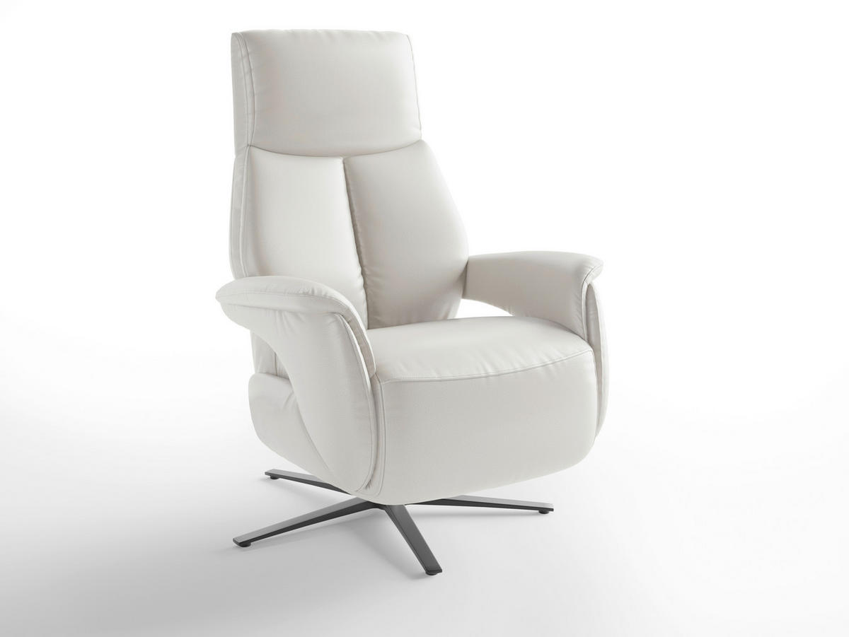 RELAXSESSEL Leder Weiss  - Weiss/Schwarz, Basics, Leder/Metall (75/110/85cm) - Sit & More