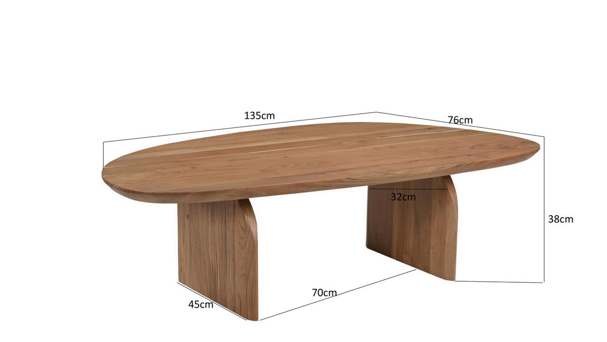COUCHTISCH135/76/38 cm  in Holz  - Naturfarben, Design, Holz (135/76/38cm) - MID.YOU
