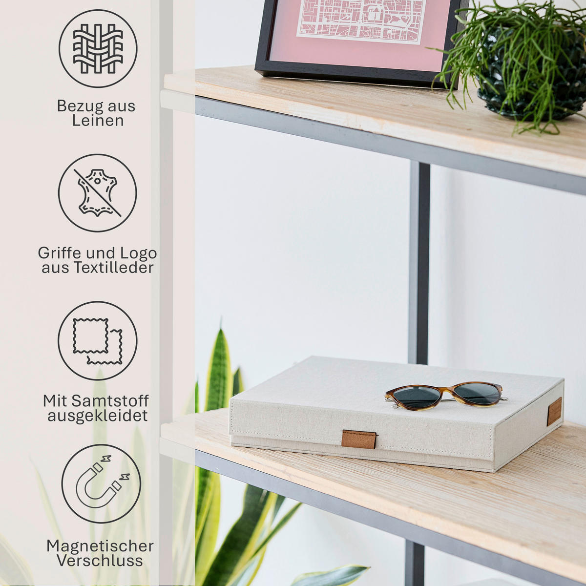 BRILLENBOX - Beige, Basics, Karton/Textil (32/25/5,5cm) - Store It