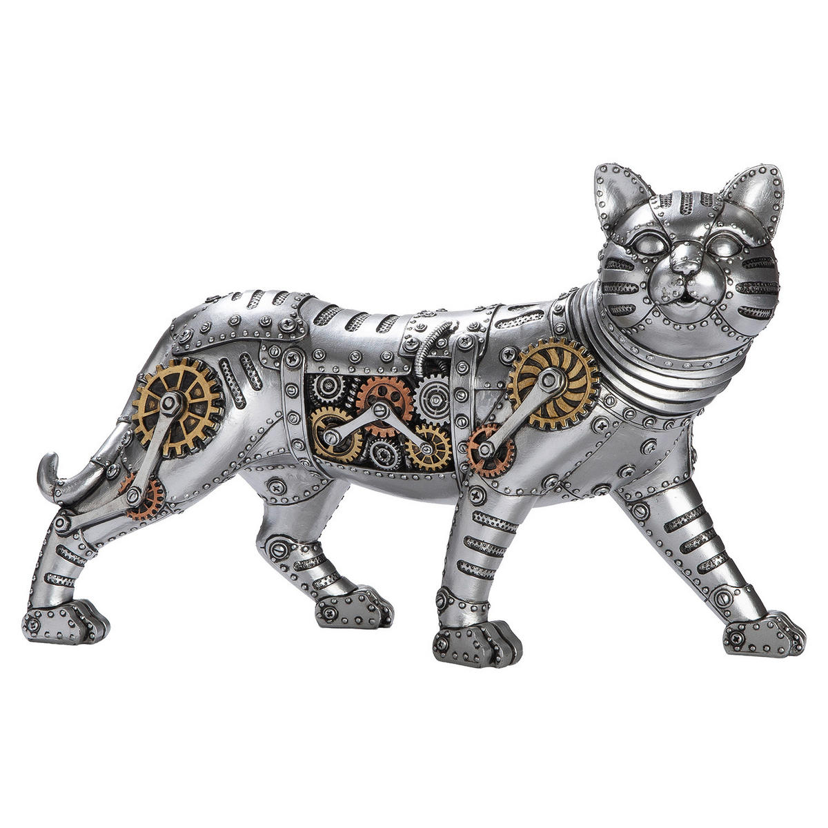 DEKOKATZE - Silberfarben/Schwarz, Basics, Kunststoff (35/23/11cm)