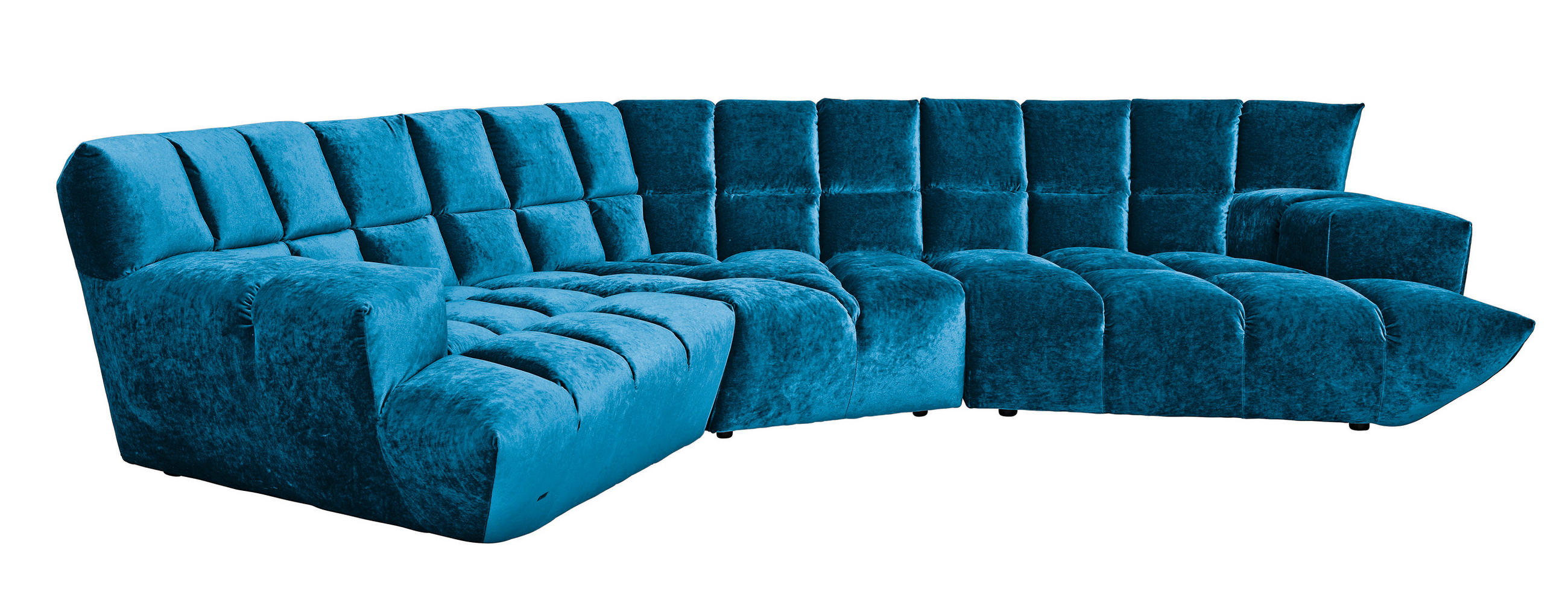 WOHNLANDSCHAFT in Velours Blau  - Blau/Schwarz, Trend, Kunststoff/Textil (318/318cm) - Bretz