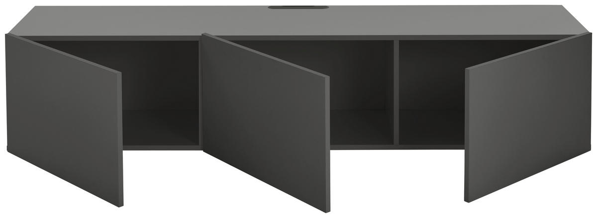 NÍZKÁ KOMODA, antracitová, 180/36,7/42 cm - antracitová, Design, kompozitní dřevo (180/36,7/42cm) - Hom`in