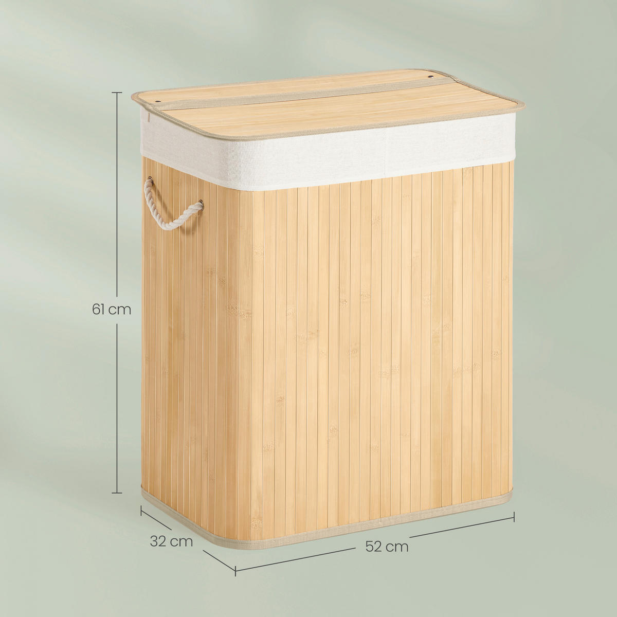 WÄSCHEKORB - Naturfarben, Trend, Naturmaterialien/Holzwerkstoff (52/61/32cm) - Boxxx