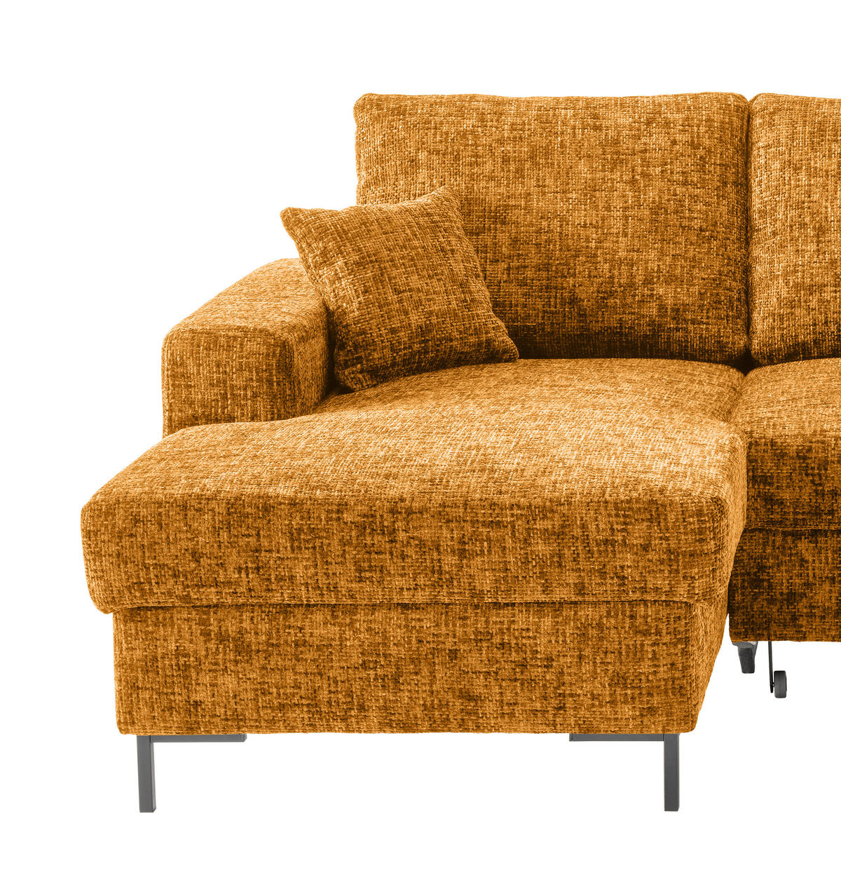 ECKSCHLAFSOFA  mit Rücken echt Struktur Goldfarben  - Goldfarben/Schwarz, KONVENTIONELL, Textil/Metall (143/237cm) - Livetastic