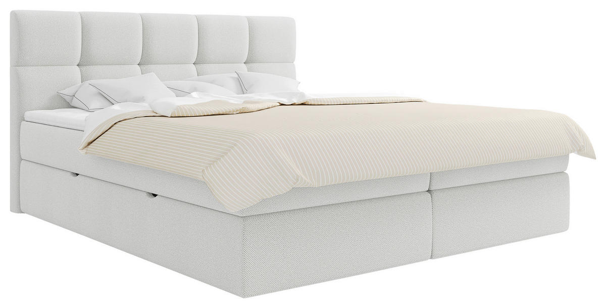 BOXBETT 180/220 cm  in Weiss  - Weiss/Schwarz, Modern, Holz/Holzwerkstoff (180/220cm) - MID.YOU