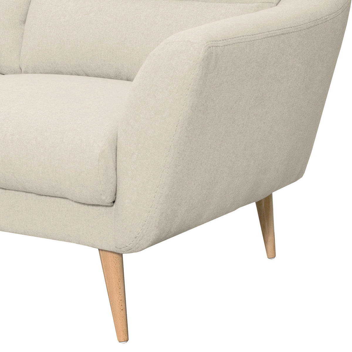 3-SITZER-SOFA in Webstoff Creme  - Buchefarben/Creme, Design, Holz/Textil (209/87/88cm) - Livetastic