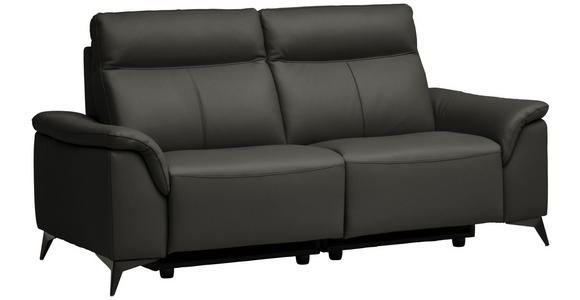 3-SITZER-SOFA  in Echtleder Anthrazit   - Anthrazit/Schwarz, Design, Leder/Metall (207/107/98cm) - Belluti