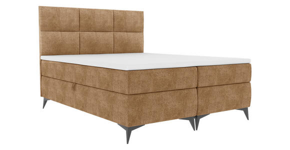 BOXBETT 160/200 cm  in Hellbraun  - Hellbraun/Schwarz, KONVENTIONELL, Textil/Metall (160/200cm) - Carryhome