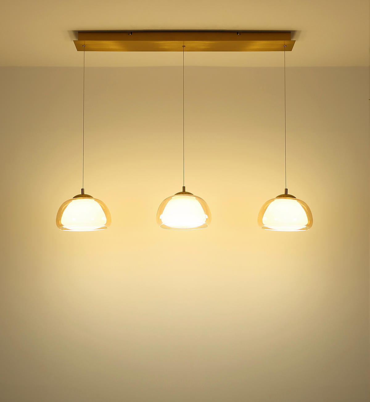 ZÁVĚSNÉ LED SVÍTIDLO, 117/25/150 cm - bílá/jantarové barvy, Design, kov/plast (117/25/150cm) - Globo