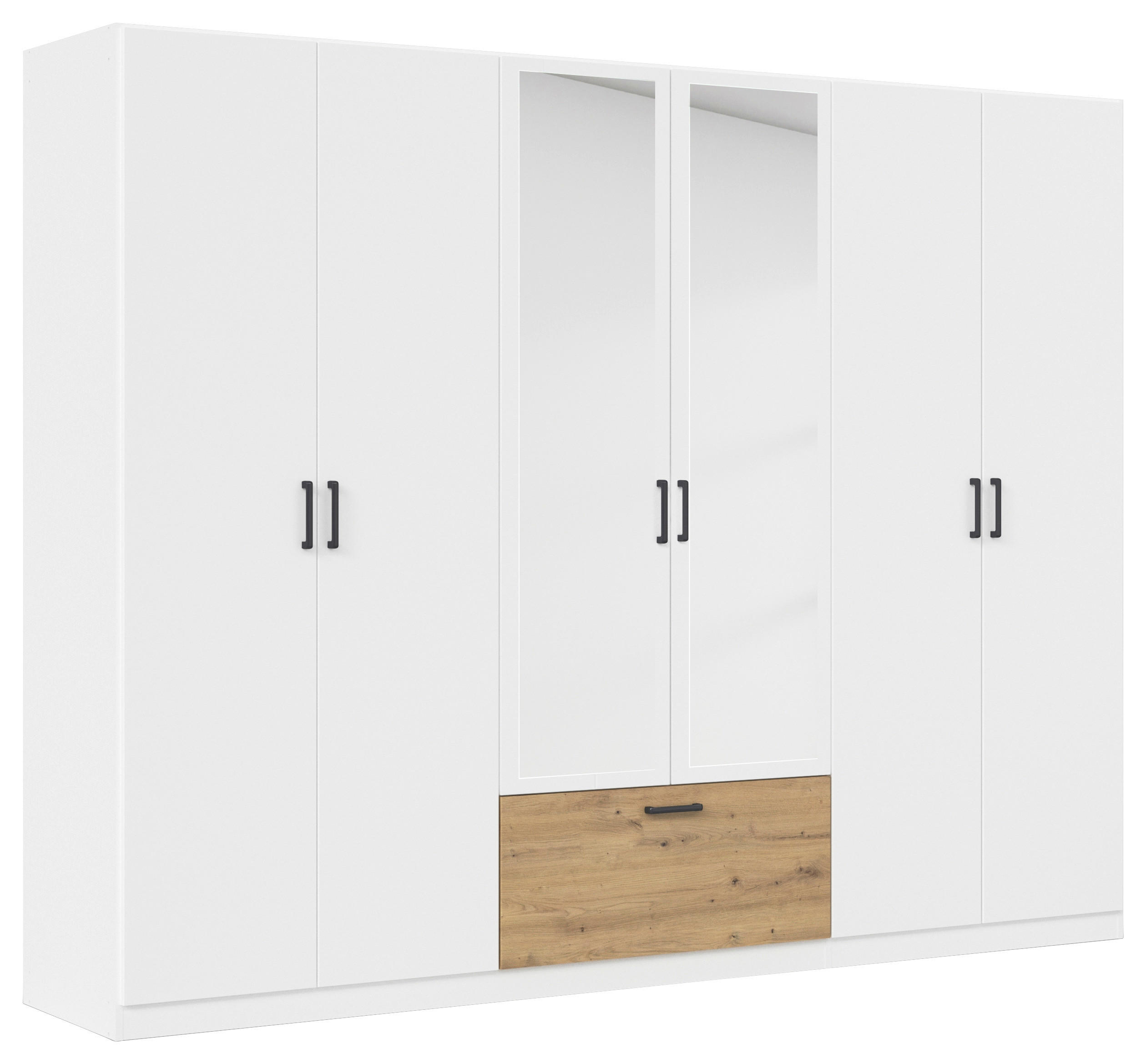 KLEIDERSCHRANK 271/210/54 cm 6-türig Weiß, Eiche Artisan  - Weiß/Eiche Artisan, Basics, Holzwerkstoff/Metall (271/210/54cm) - Rauch Möbel