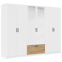 KLEIDERSCHRANK 271/210/54 cm 6-türig Weiß, Eiche Artisan  - Weiß/Eiche Artisan, Basics, Holzwerkstoff/Metall (271/210/54cm) - Rauch Möbel