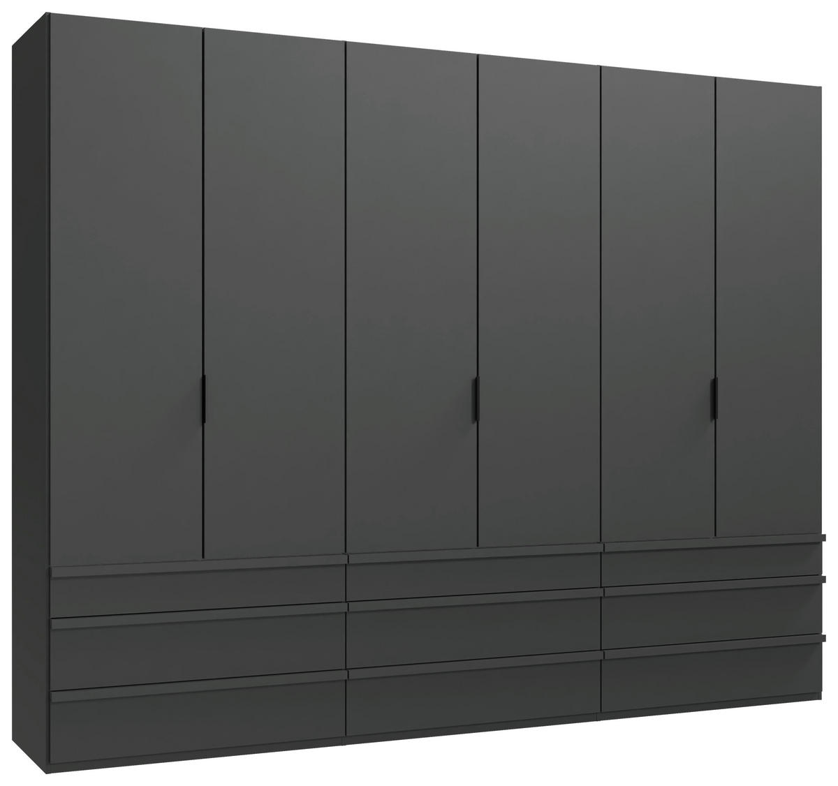 FALTTÜRENSCHRANK 300/216/58 cm 6-türig Graphitfarben  - Schwarz/Graphitfarben, Design, Holzwerkstoff (300/216/58cm) - Boxxx