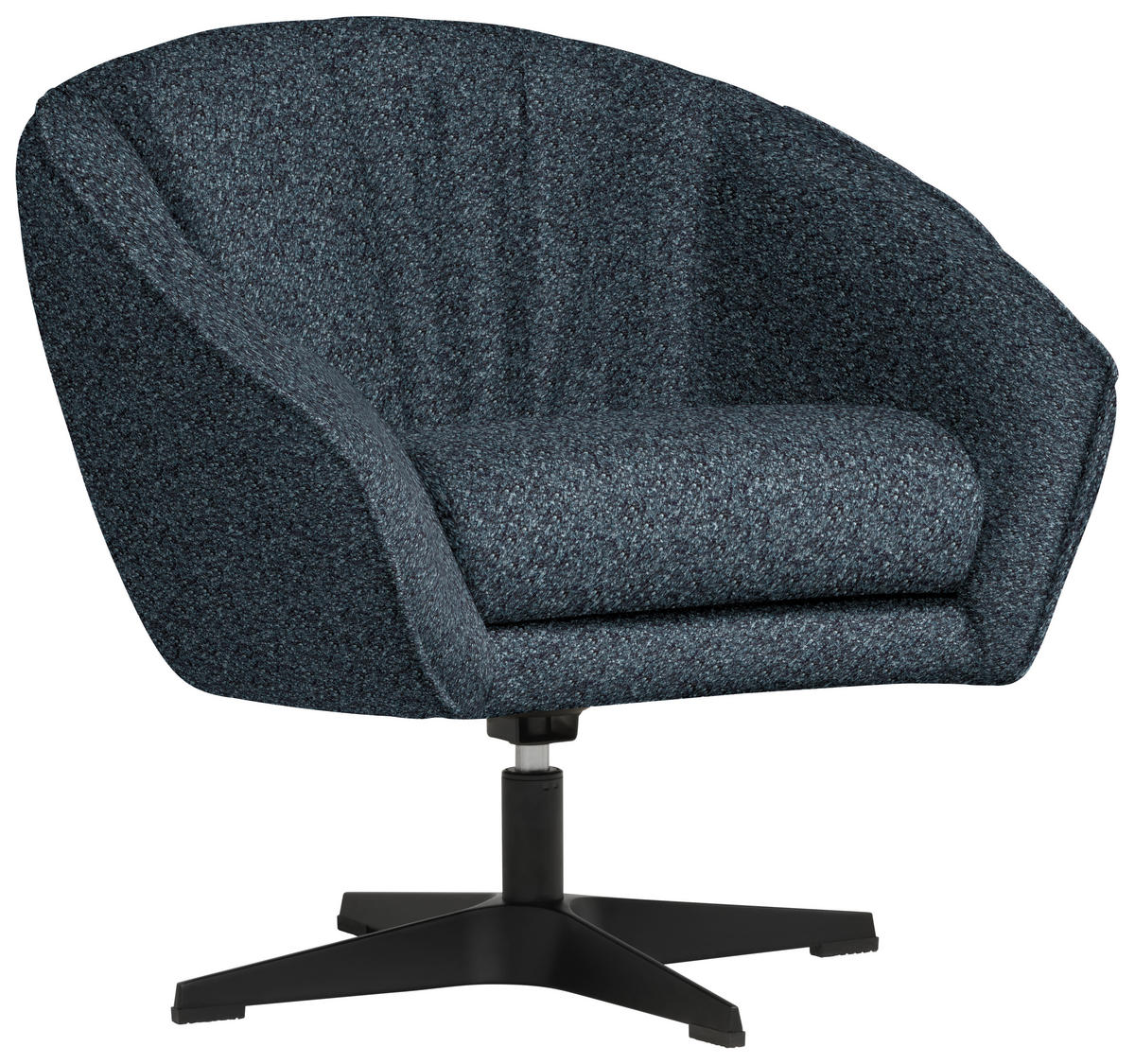 SESSEL in Bouclé Blau  - Blau/Schwarz, Design, Textil/Metall (80/78/80cm) - Stylife