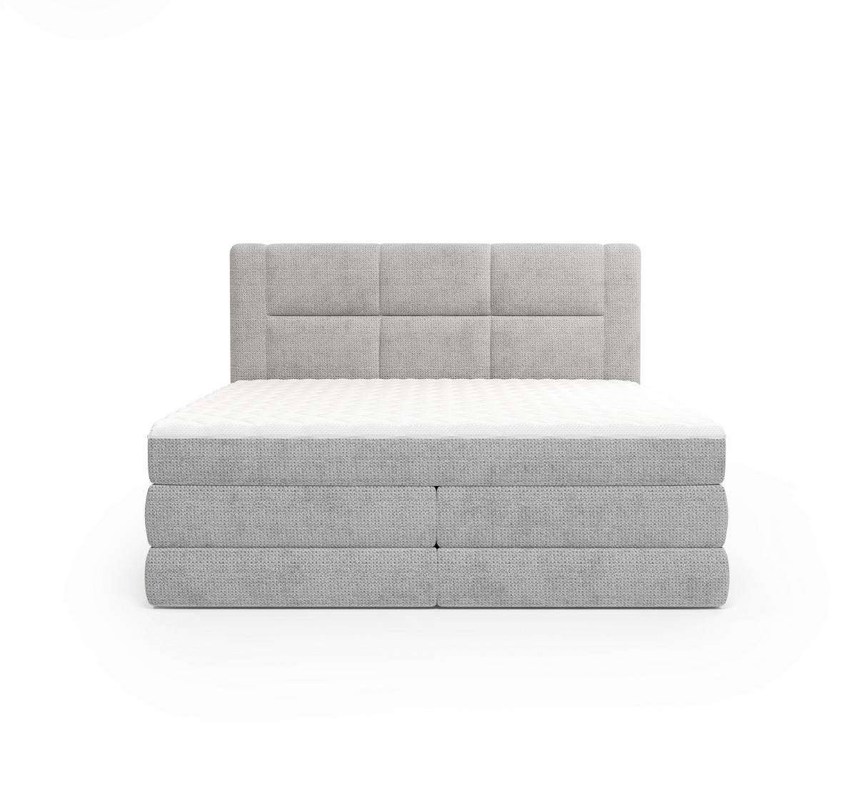 BOXSPRINGBETT 180/200 cm,  in Grau, gepolstertes Kopfteil, Bettkasten, Topper, Wendematratze mit unterschiedlichen Härtegraden, H2 + H3 = mittel + fest  - Schwarz/Grau, Design, Kunststoff/Textil (180/200cm) - Esposa