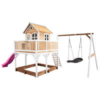 SPIELTURM 613/291/277 cm  - Lila/Braun, KONVENTIONELL, Holz (613/291/277cm) - Ambia Garden