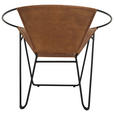 SESSEL in Echtleder Braun, Schwarz  - Schwarz/Braun, LIFESTYLE, Leder/Metall (68/70/62cm) - Landscape