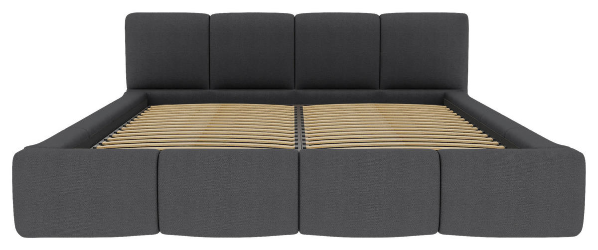 POLSTERBETT 180/200 cm,  in Anthrazit, Lattenrost, Bettkasten,  - Anthrazit/Schwarz, Design, Holz/Textil (180/200cm) - Xora