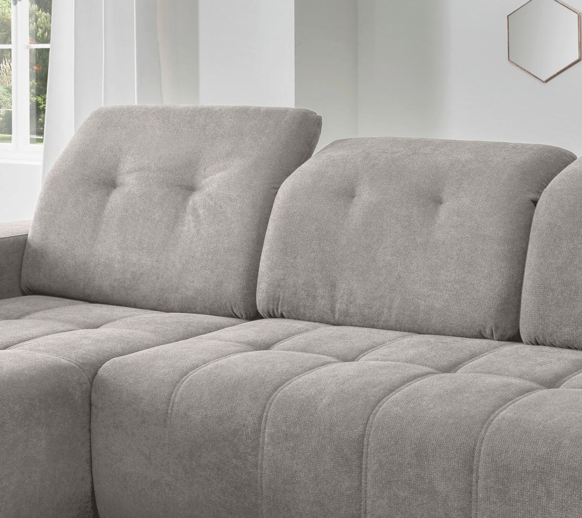 ECKSOFA Mikrofaser Grau  - Schwarz/Grau, Modern, Textil/Metall (185/292cm) - Livetastic