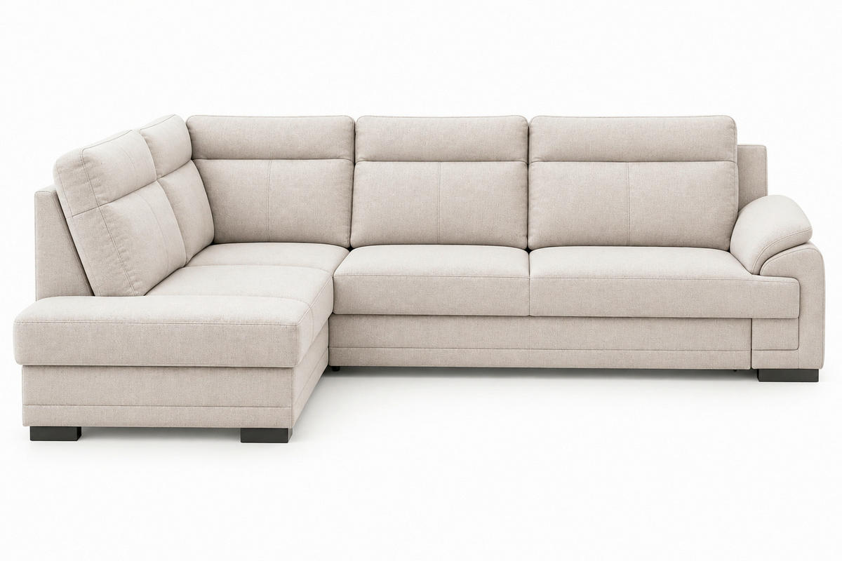 ECKSOFA ALTONA in Flachgewebe Sandfarben  - Sandfarben/Schwarz, Basics, Holz/Holzwerkstoff (272/207cm) - MID.YOU