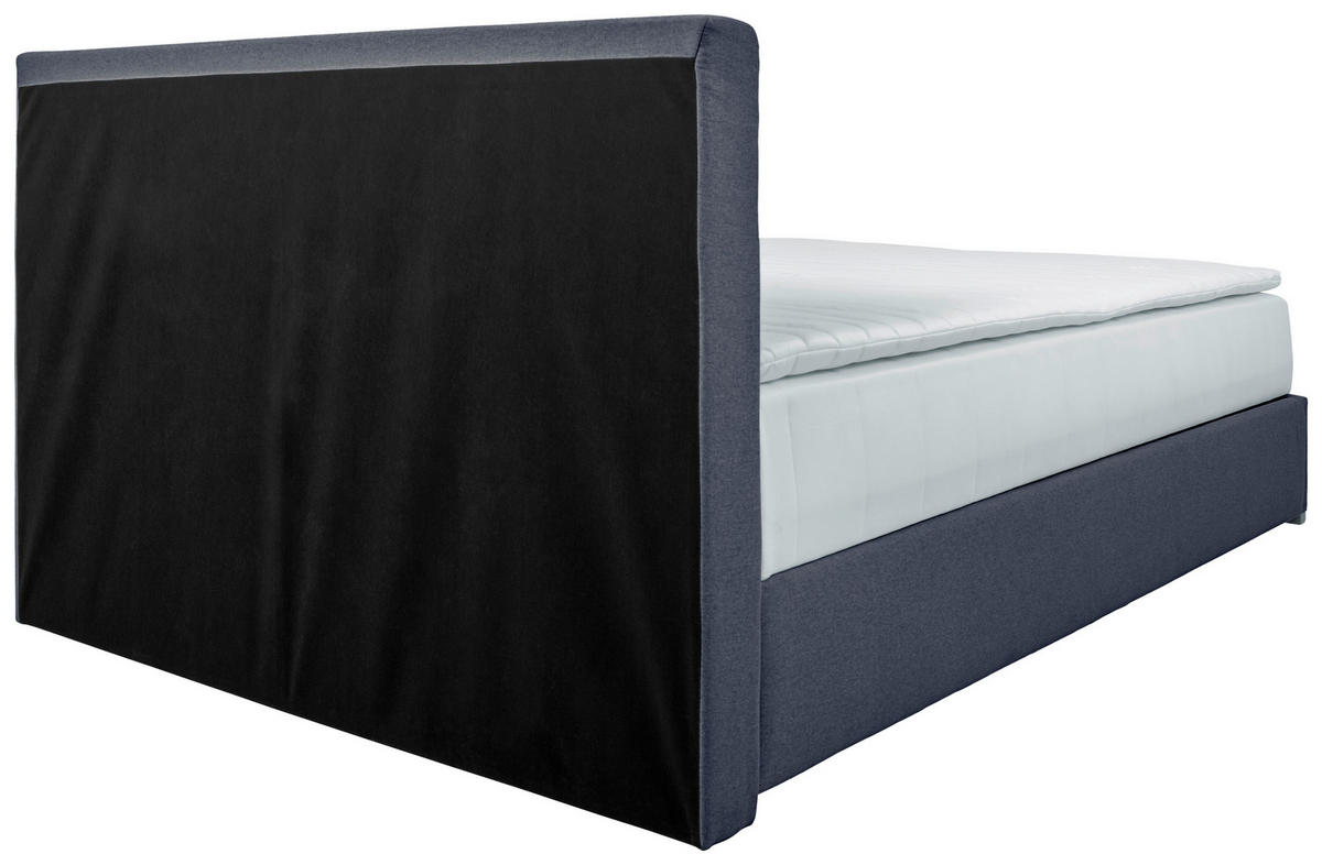 BOX-ÁGY 140/200 cm  sötétkék  - sötétkék/króm, Konventionell, műanyag/textil (140/200cm) - Carryhome