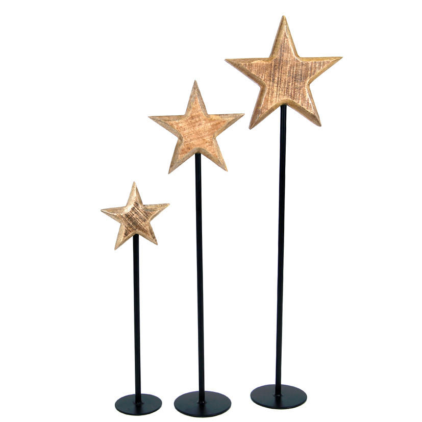 DEKOSTERN  - Schwarz/Naturfarben, Basics, Holz/Metall (14/50cm) - X-Mas