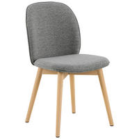 STUHL  in Bouclé Holz, Textil  - Eiche Bianco/Grau, Design, Holz/Textil (49/89/56cm) - MID.YOU