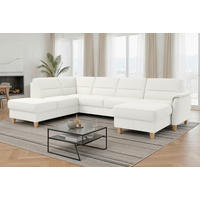 WOHNLANDSCHAFT PALMERA E in Echtleder Weiß  - Eichefarben/Weiß, Basics, Leder/Holz (212/308/163cm) - Sit & More