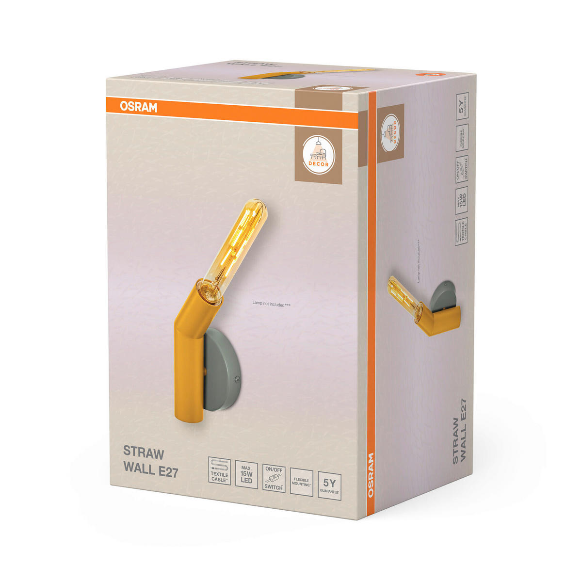 WANDLEUCHTE 10.8/7.7/18.3 cm   - Gelb, Design, Metall (10.8/7.7/18.3cm) - Osram