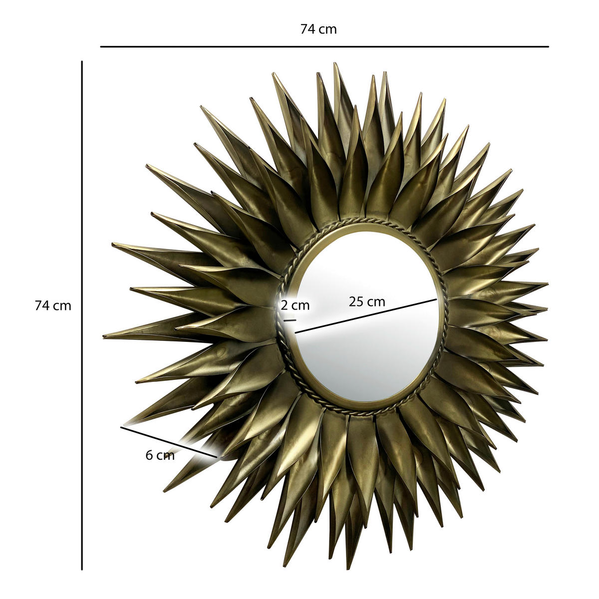 WANDSPIEGEL 74/74/6 cm  - Goldfarben, Design, Glas/Metall (74/74/6cm) - MID.YOU