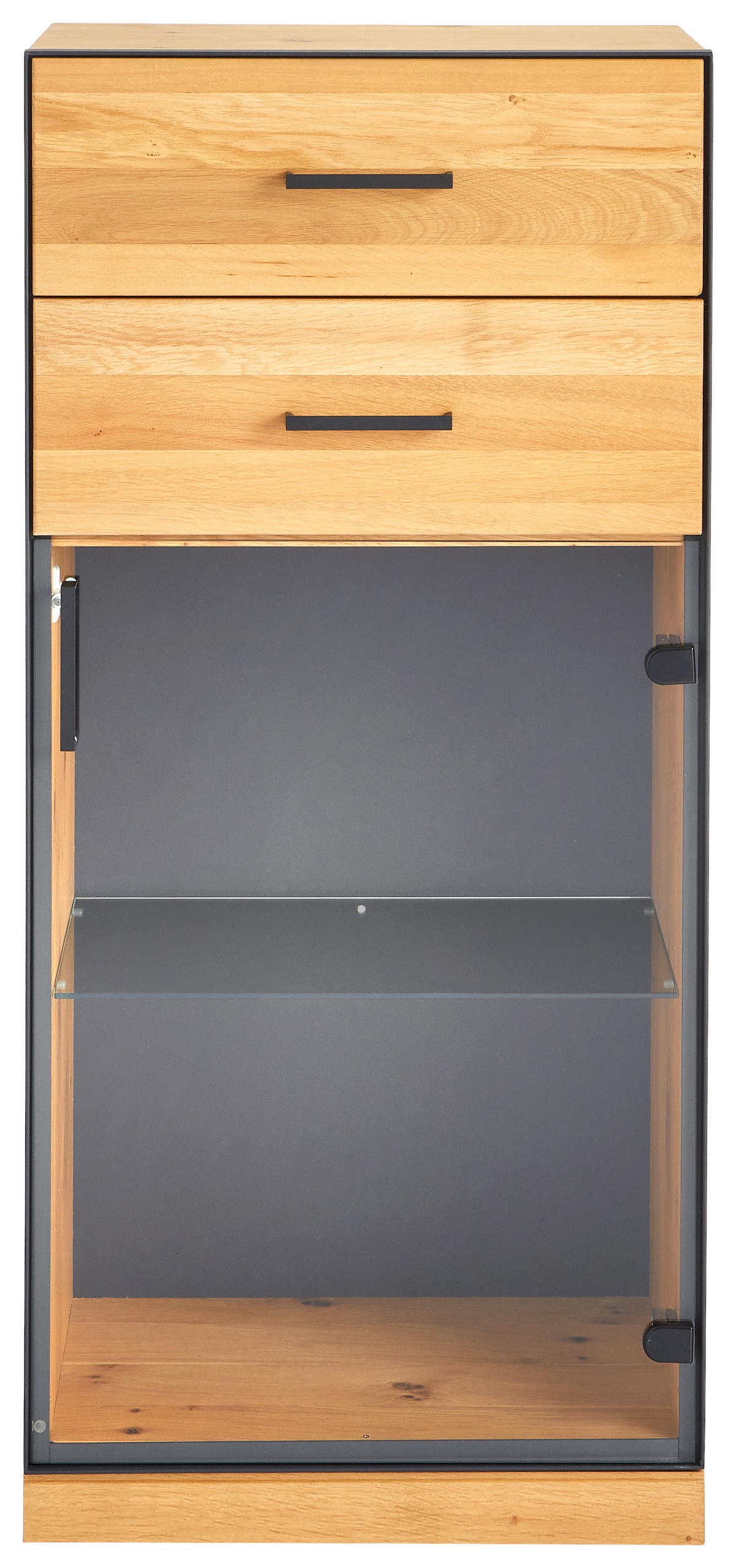 KOMMODE  in 55/122/40 cm  - Eichefarben/Anthrazit, Natur, Glas/Holz (55/122/40cm) - Linea Natura