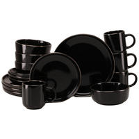 KOMBISERVICE Schwarz, Goldfarben Nordic Festive Schwarz 16-teilig 4 Personen  - Goldfarben/Schwarz, Basics, Keramik - Creatable