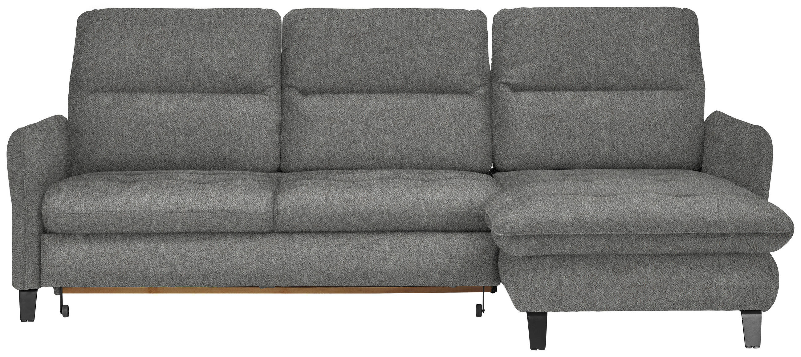 ECKSOFA in Flachgewebe Grau  - Schwarz/Grau, KONVENTIONELL, Textil/Metall (254/190cm) - Stylife