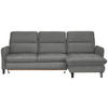 ECKSOFA Grau Flachgewebe  - Schwarz/Grau, KONVENTIONELL, Textil/Metall (254/190cm) - Livetastic