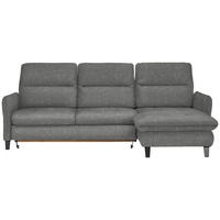 ECKSOFA Grau Flachgewebe  - Schwarz/Grau, KONVENTIONELL, Textil/Metall (254/190cm) - Livetastic