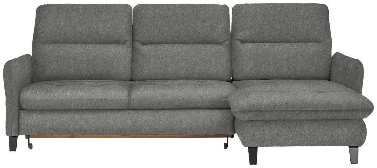 ECKSOFA Grau Flachgewebe  - Schwarz/Grau, KONVENTIONELL, Textil/Metall (254/190cm) - Livetastic
