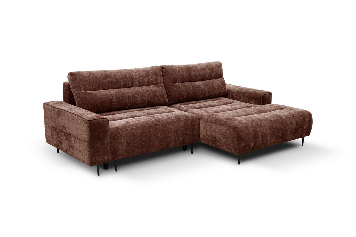 ECKSOFA PABLO Kupferfarben Struktur Rückenkissen, Bettkasten  - Schwarz/Kupferfarben, Design, Holz/Textil (260/160cm) - MID.YOU
