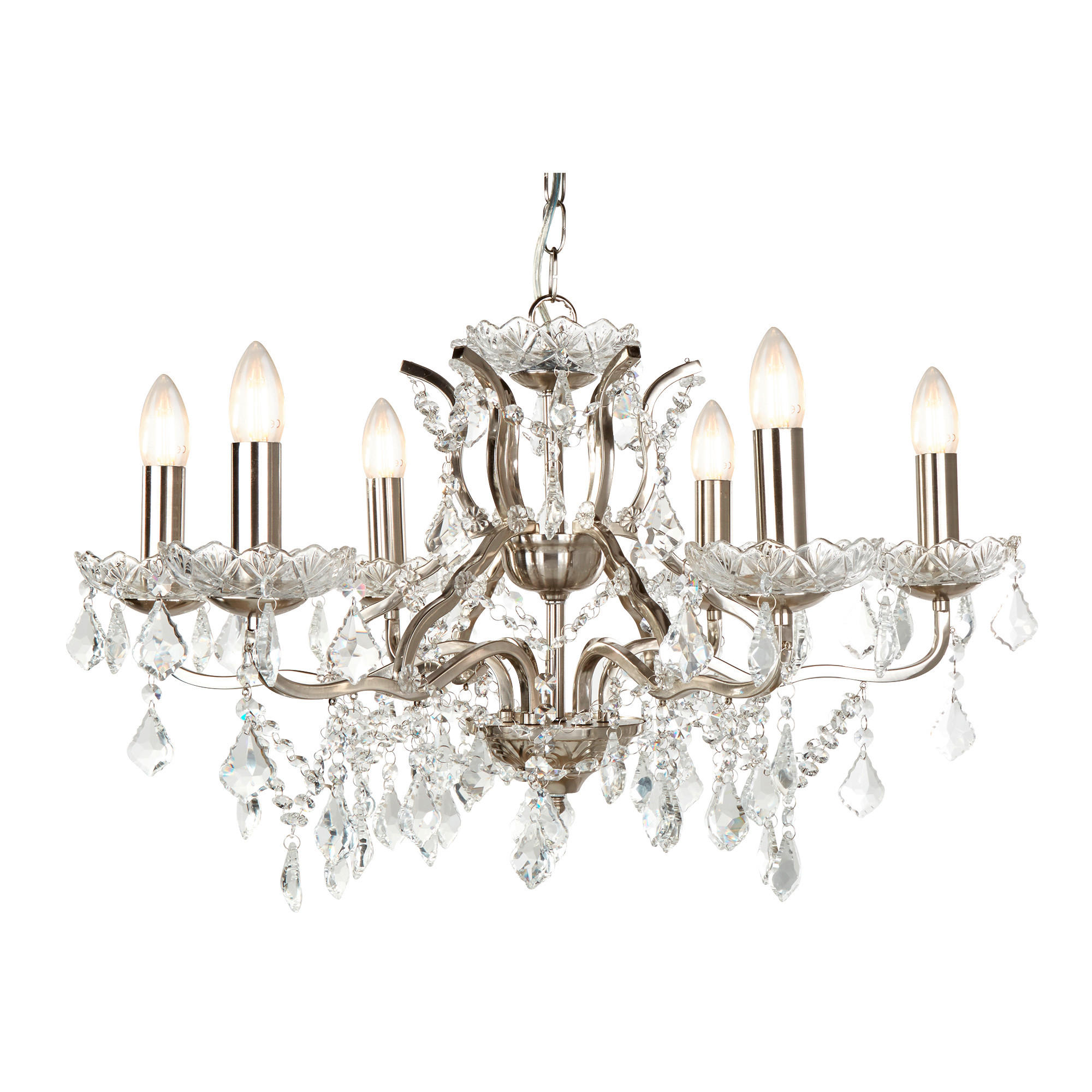 HÄNGLAMPA I KRISTALL 70/125/70 cm  - klar/silver, Basics, metall/glas (70/125/70cm)