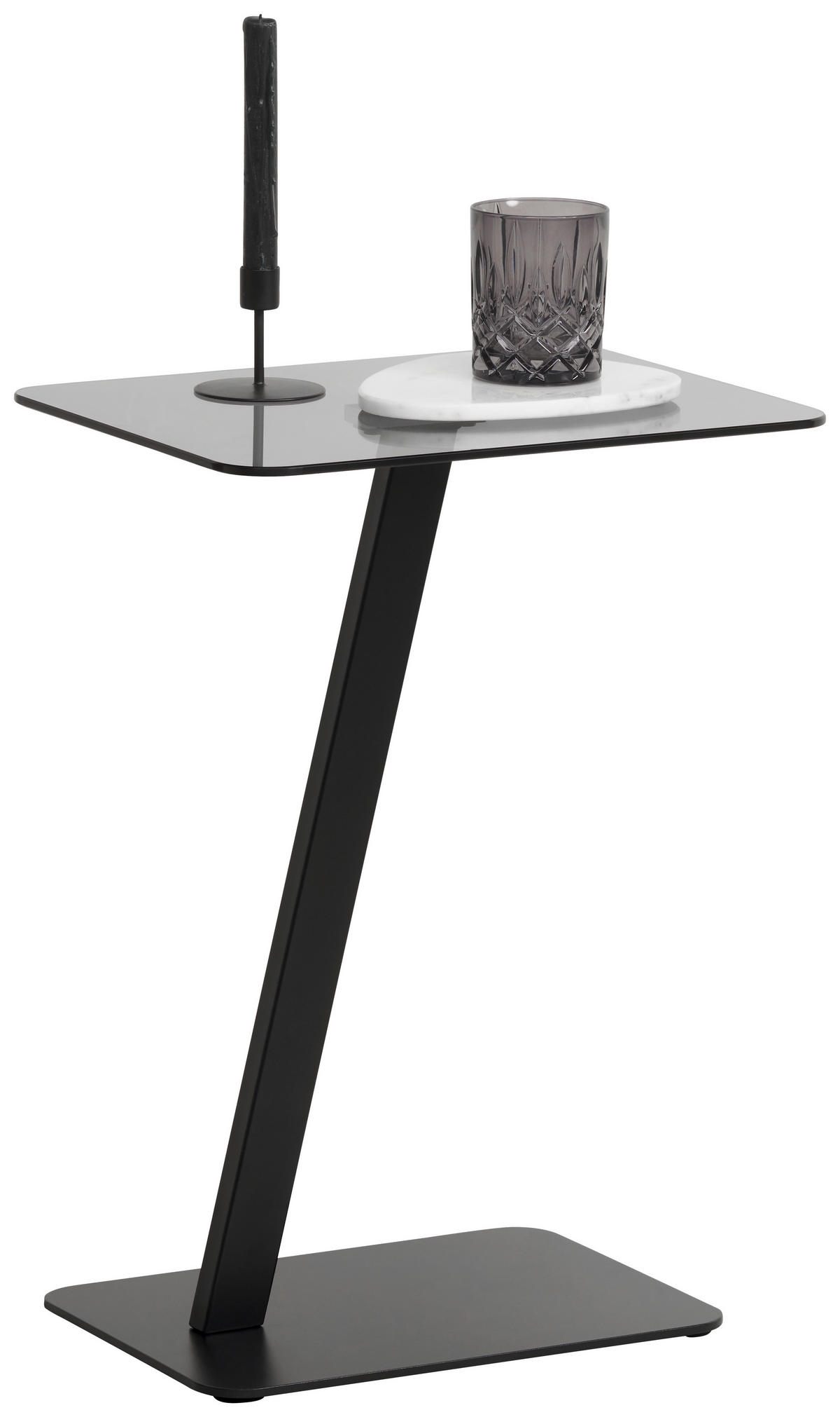 SIDOBORD i metall, glas 40/30/55 cm  - svart/grå, Design, metall/glas (40/30/55cm) - Carryhome