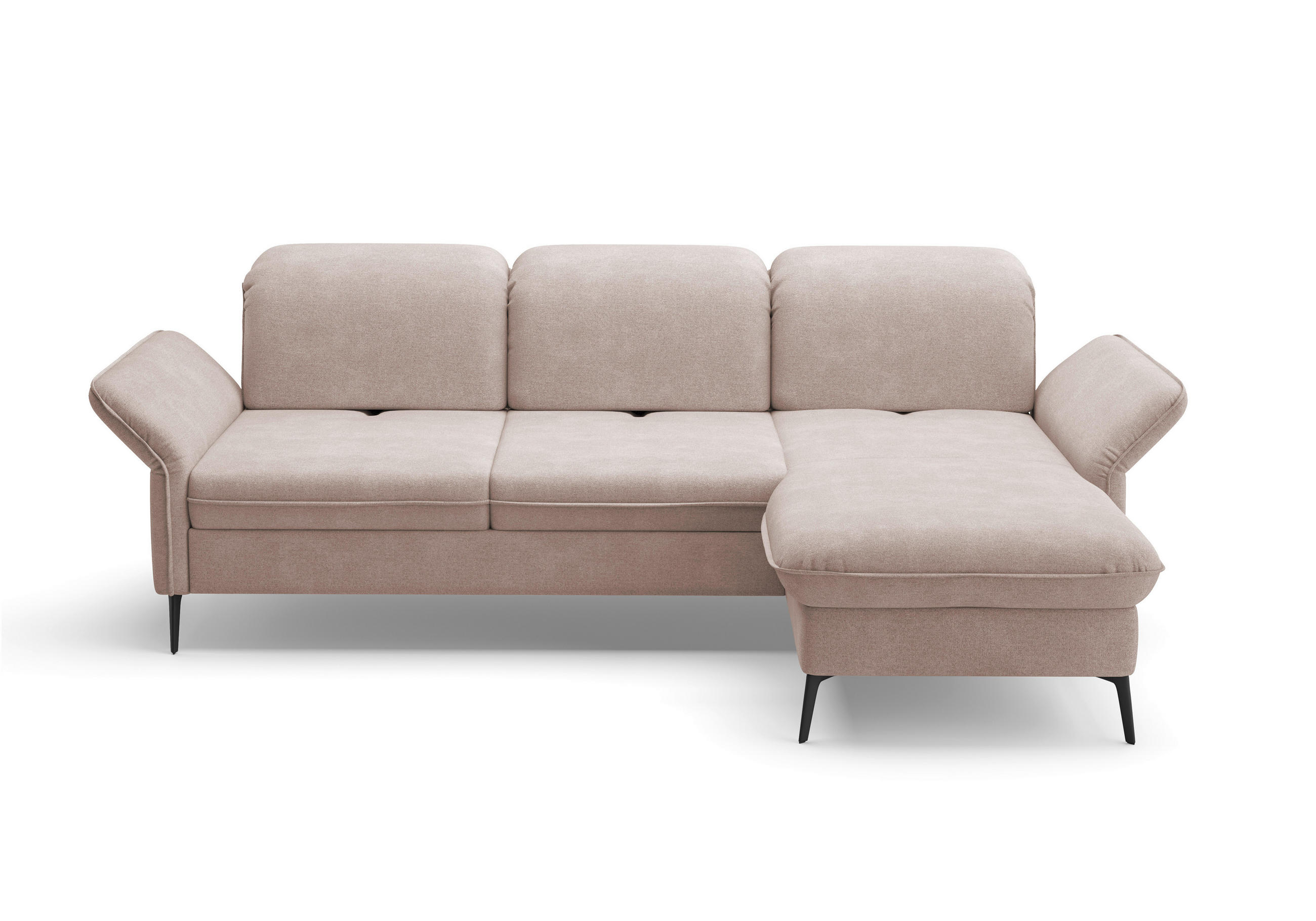 ECKSOFA in Flachgewebe Greige  - Greige/Schwarz, Konventionell, Textil/Metall (264/198cm) - Sit & More