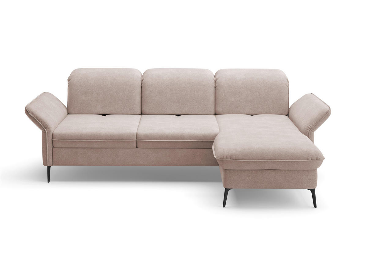 ECKSOFA in Flachgewebe Greige  - Greige/Schwarz, Konventionell, Textil/Metall (264/198cm) - Sit & More