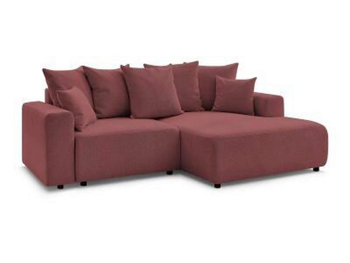ECKSOFA Ottomane rechts  ATILLA Rot Flachgewebe  - Rot/Schwarz, MODERN, Kunststoff/Textil (244/149cm)