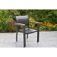 GARTENSTUHL-SET Aluminium Naturfarben, Graphitfarben  - Graphitfarben/Naturfarben, KONVENTIONELL, Kunststoff/Metall (55/84/61cm) - Gardenson